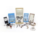 Mostly silver jewellery including bracelets, pendants, brooches and earrings, 189.5g :For Further