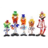 Five large Murano colourful glass clowns, the largest 34cm high :For Further Condition Reports