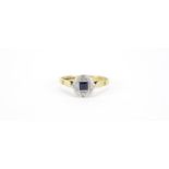 18ct gold sapphire and diamond ring, size N, 2.3g :For Further Condition Reports Please Visit Our
