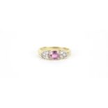 9ct gold pink and clear stone ring, size N, 2.2g :For Further Condition Reports Please Visit Our