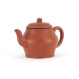 Chinese yixing terracotta teapot, six figure impressed character marks to the base, 7.5cm high :