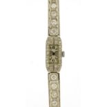 Ladies Art Deco platinum and diamond cocktail watch, 25.0g :For Further Condition Reports Please