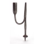 18th century steel rush light holder, 18cm in length :For Further Condition Reports Please Visit Our
