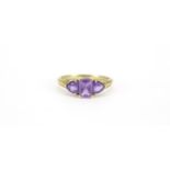 9ct gold amethyst ring, size T, 2.7g :For Further Condition Reports Please Visit Our Website.