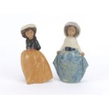 Two Nao Gres young girls with hats, the largest 16.5cm high :For Further Condition Reports Please