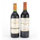 Two bottles of Marqués de Murrieta Ygay red wine comprising dates 1989 and 1995 :For Further