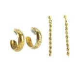 Two pairs of 9ct gold earrings, 1.8g :For Further Condition Reports Please Visit Our Website.