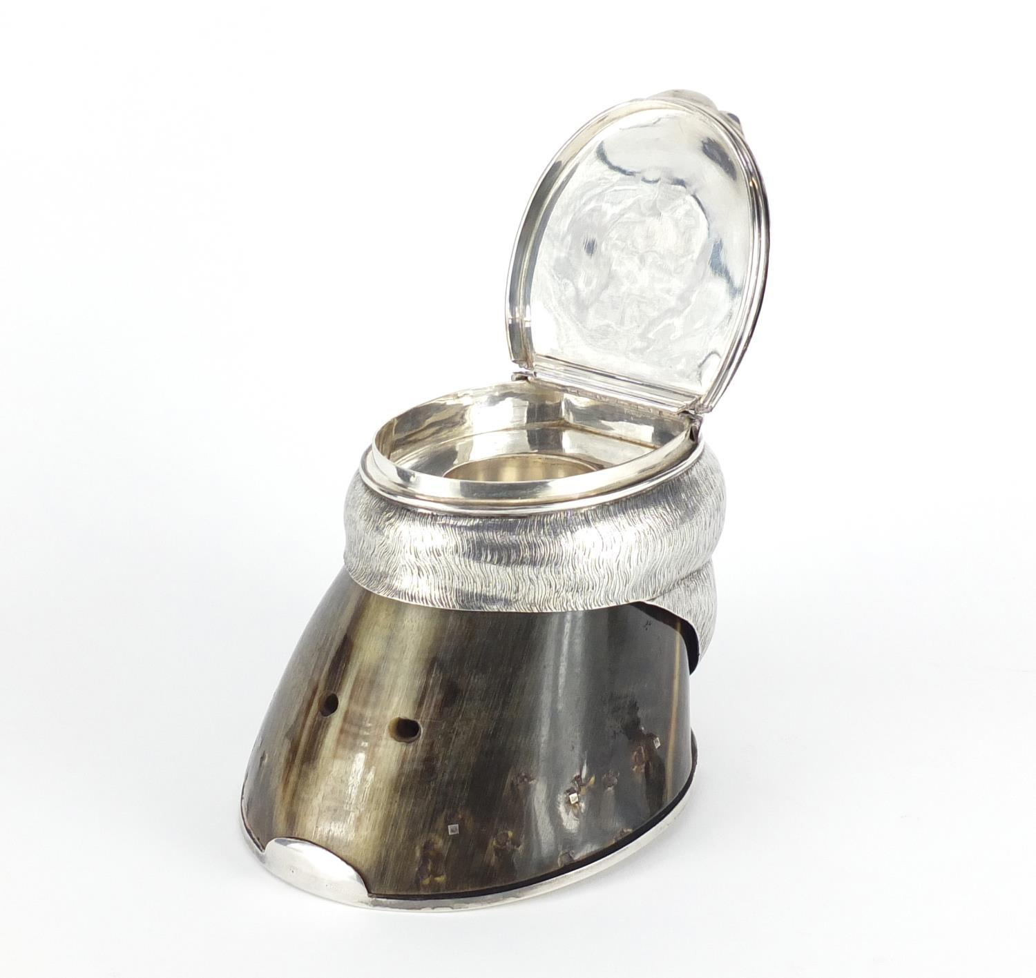 Horse hoof inkwell with silver plated mounts by Elkington & Co, 12.5cm high :For Further Condition - Image 2 of 5