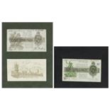 Three Bank of England bank notes comprising two John Bradbury treasury issue one pound notes and a