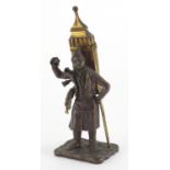 19th century partially gilt patinated bronze pedlar vesta, 19cm high :For Further Condition