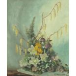 Still life flowers, oil on canvas board, bearing a signature Wernon Ward, framed, 48cm x 39cm :For