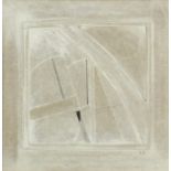 Manner of Ben Nicholson - Abstract composition, mixed media and collage, framed, 44cm x 44cm :For