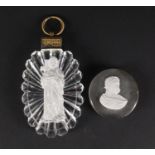 Baccarat sulphide pendant of Christ holding the cross, together with a 19th century sulphide