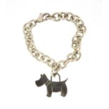 Tiffany & Co sterling silver Scotty dog bracelet, with cloth pouch and box, 35.6g :For Further