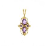 14ct gold amethyst pendant, 3.2cm in length, 3.2g :For Further Condition Reports Please Visit Our