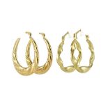 Two pairs of 9ct gold hoop earrings, the largest 2.5cm in length, 1.8g :For Further Condition