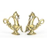 Pair of Antique Venetian gondola Hippocampus mooring mounts, each 20cm high :For Further Condition