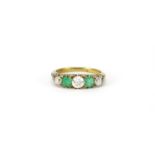 Unmarked gold diamond and emerald ring, size M, 3.9g :For Further Condition Reports Please Visit Our