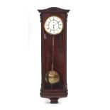Vienna regulator wall clock with enamelled and subsidiary dial, 96cm high :For Further Condition