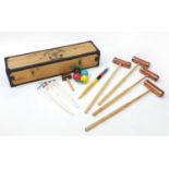 Townsend croquet set with pine case, the case 107.5cm wide :For Further Condition Reports Please