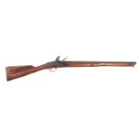 Walnut flintlock carbine with engraved stock and ramrod, 108cm in length :For Further Condition