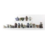 Collection of Chinese cloisonné and enamel including a silver coloured metal and enamel scent