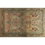 Rectangular Chinese silk rug having an all over floral design, 155cm x 93cm :For Further Condition