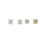Two pairs of 9ct white gold diamond earrings, 1.5g :For Further Condition Reports Please Visit Our