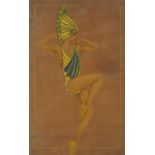 Kleis - Sea Ballet, an angelfish, sketch no.2, 1920's costume design pencil and watercolour, framed,