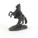 After Coustou 19th century bronze study of a Marley horse and trainer, signed to the base, 20cm high