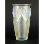 René Lalique frosted opalescent Ceylon glass vase, etched R Lalique France No905 to the base, 24.5cm
