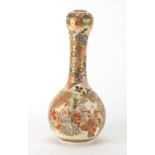 Japanese Satsuma pottery vase, hand painted with figures and flowers, 31cm high :For Further