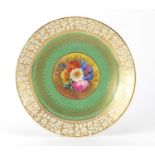 George Jones footed dish, hand painted with flowers by W Birbeck, 31cm in diameter :For Further