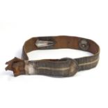 Victorian silver mounted brown leather belt, IH London 1865, 95cm long :For Further Condition