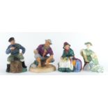 Four Royal Doulton figures comprising The Lobster Man HN2317, Beachcomber HN2487, Silks and