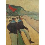Two sailors looking out to sea, impressionist oil on canvas, bearing a signature Marquet, framed,