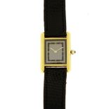 Ladies silver gilt Cartier wristwatch, numbered 36601 31552, with box :For Further Condition Reports
