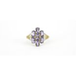 9ct gold purple stone and diamond ring, size T, 3.4g :For Further Condition Reports Please Visit Our