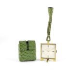 Ladies Jean Perret Geneve incabloc purse watch with green snake skin case, 2.9cm wide :For Further