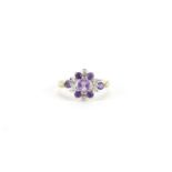 9ct gold amethyst and diamond ring, size L, 2.7g :For Further Condition Reports Please Visit Our