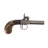 Antique Percussion cap pistol with octagonal barrel, 17.5cm in length :For Further Condition Reports