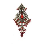 Indian gilt metal red and clear glass head piece, 9cm in length :For Further Condition Reports