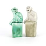 Two early 20th century pottery monkeys, each 11cm high :For Further Condition Reports Please Visit