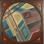 Abstract composition, geometric shapes, circular oil on canvas, bearing a signature Servrancky,