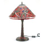 Tiffany design table lamp with dragonfly shade, 59cm high : For Further Condition Reports or to