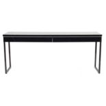 Black high gloss console table with two drawers, 74cm H x 180cm W x 40cm D : For Further Condition