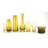 Scandinavian glassware including vases by Riihimaki, three with stamps, the largest 31cm high :