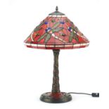 Tiffany design table lamp with dragonfly shade, 59cm high : For Further Condition Reports or to