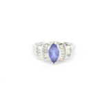 Iliana 18ct white gold tanzanite and diamond ring, size P, 4.3g :For Further Condition Reports