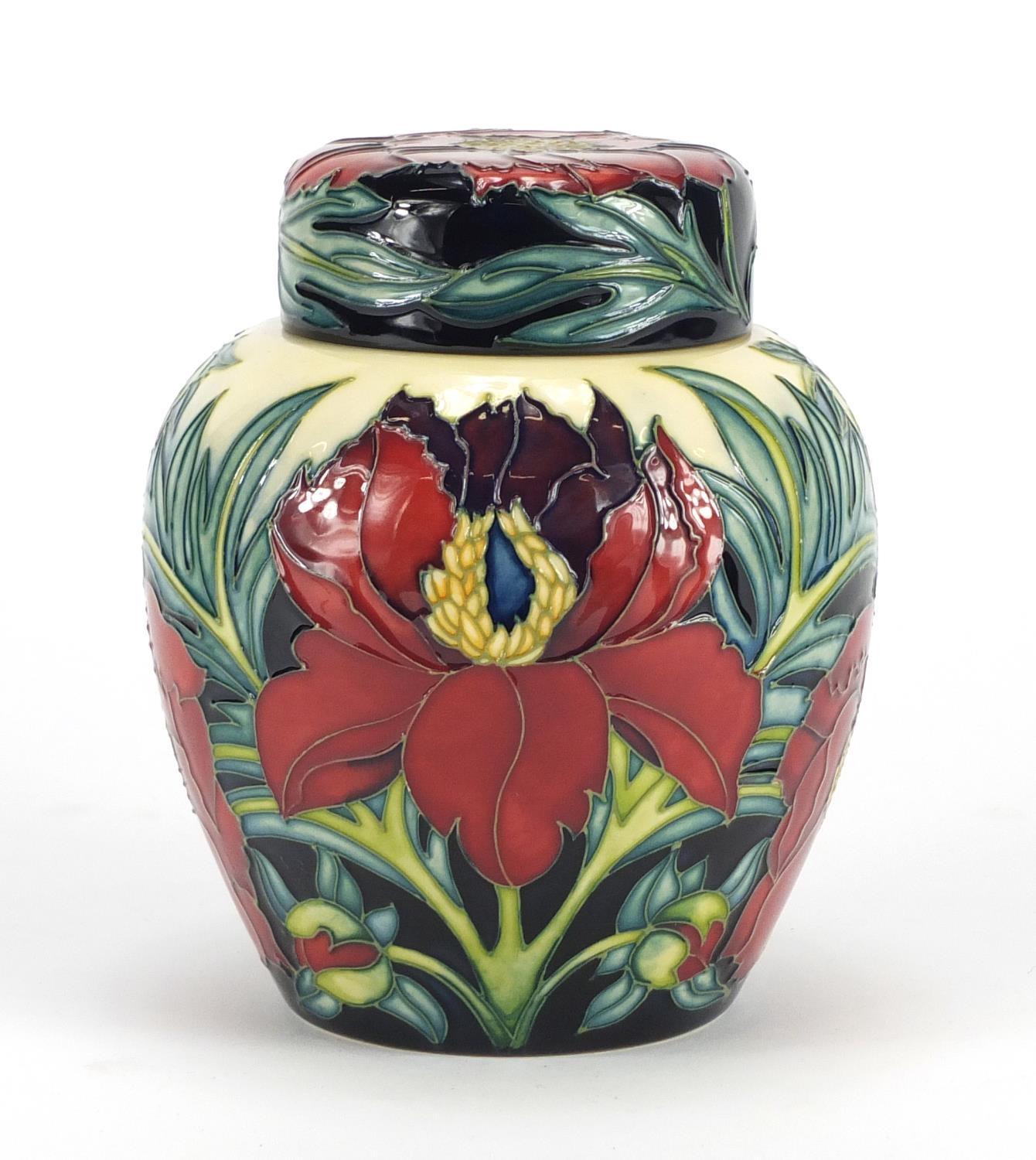 Moorcroft pottery ginger jar and cover with box, hand painted with stylised flowers, dated 2004, - Image 2 of 5